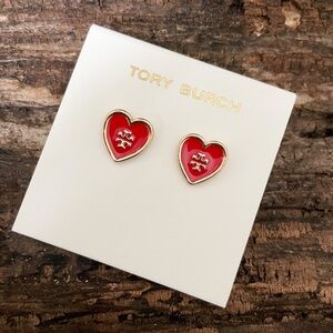 Tory Burch Red Heart Stud Earrings
